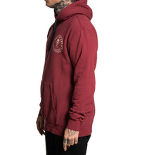 Load image into Gallery viewer, Rosewood red hoodie with skull logo