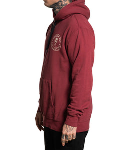 Rosewood red hoodie with skull logo