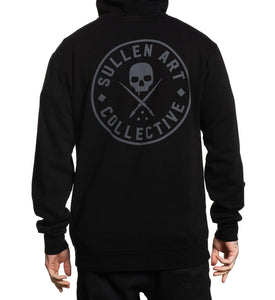 Black sweatshirt with hood and gray Sullen skull