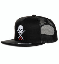 Load image into Gallery viewer, black flex snapback hat with white sullen badge