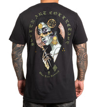 Load image into Gallery viewer, black premium tshirt with undead woman skeleton by Baxter