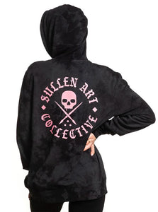Dark gray pullover with pink Sullen Badge