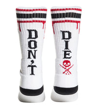 Load image into Gallery viewer, socks with skulls and blood drips bobbers and choppers