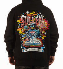 Load image into Gallery viewer, Sullen book of witchcraft wizardry and acid on black hoodie