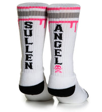 Load image into Gallery viewer, sullen angel socks with white black pink and grey