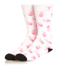 Load image into Gallery viewer, pink/white sullen badge colour pop socks 10&quot;