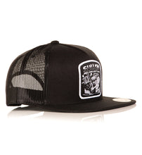 Load image into Gallery viewer, trucker style cap with sullen logo and artwork