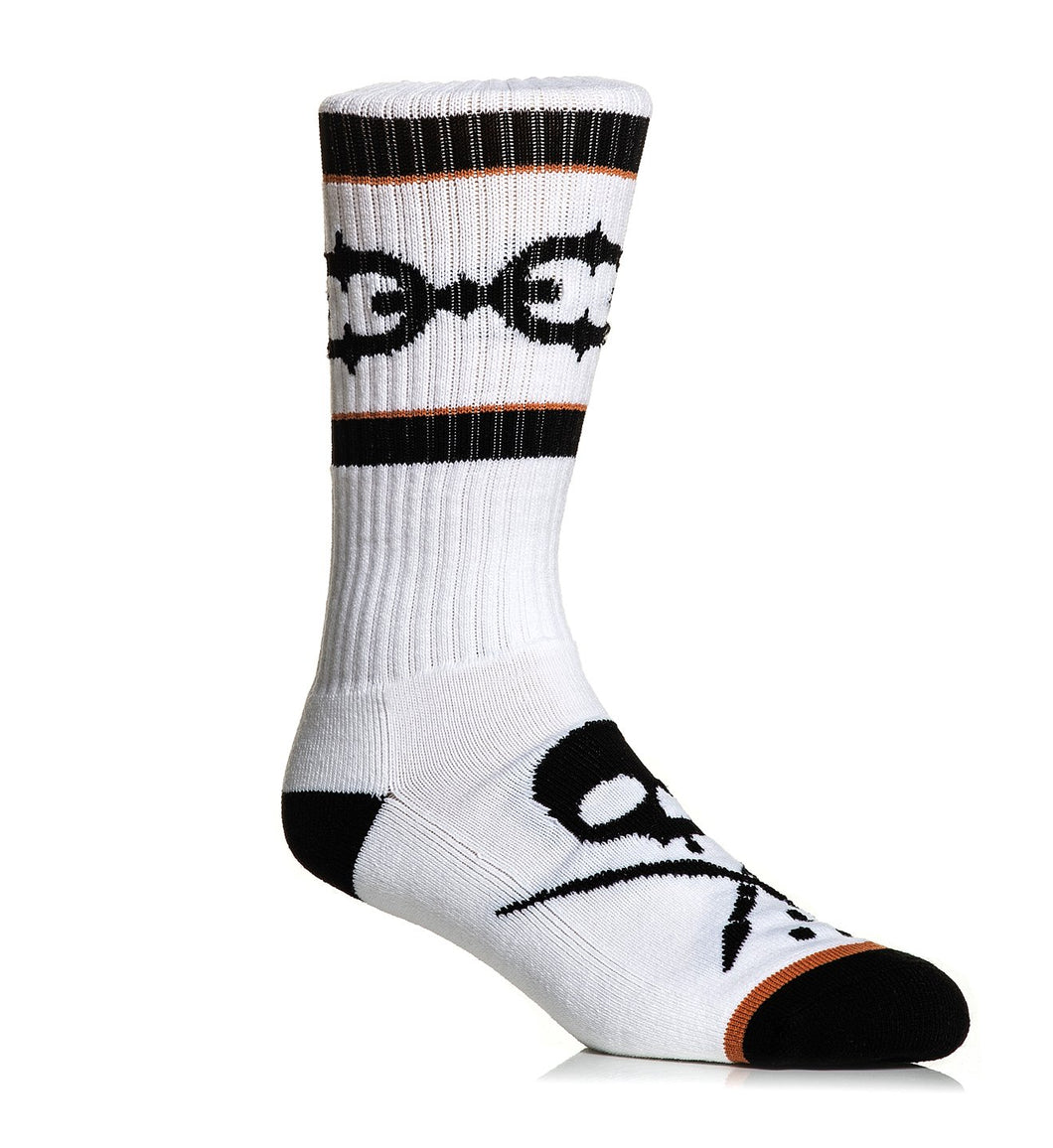 white high socks with black skull